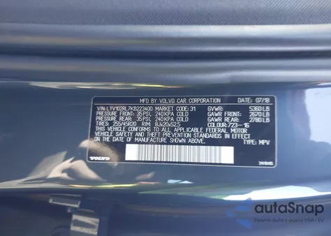 2019 Volvo Xc60 T5 Inscription z USA, uszkodzony, nr VIN LYV102RL7KB223400